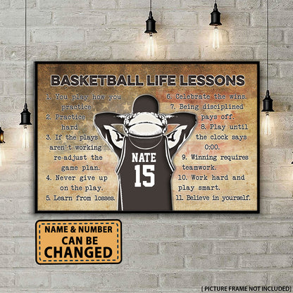 Basketball Life Lessons Flag Us Personalized Poster