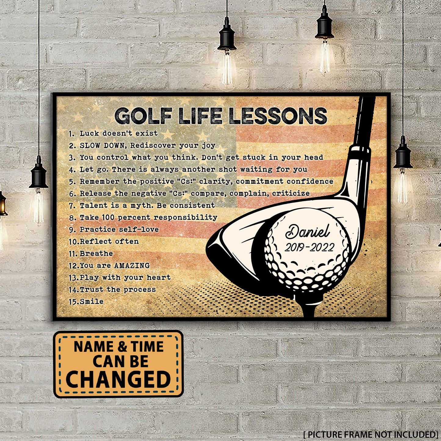 Golf Life Lessons Flag Us Personalized Poster