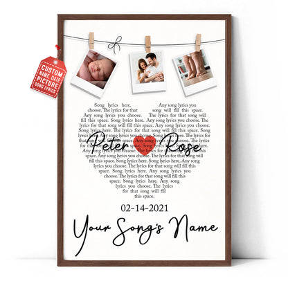 New Mom New Dad Song Lyrics Custom Image Heart-Shape Vertical Poster