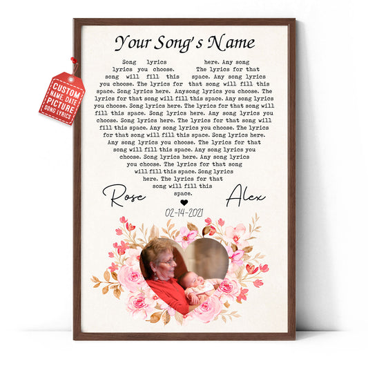 Song Lyrics Custom Image Gift For Grandma Vertical Poster