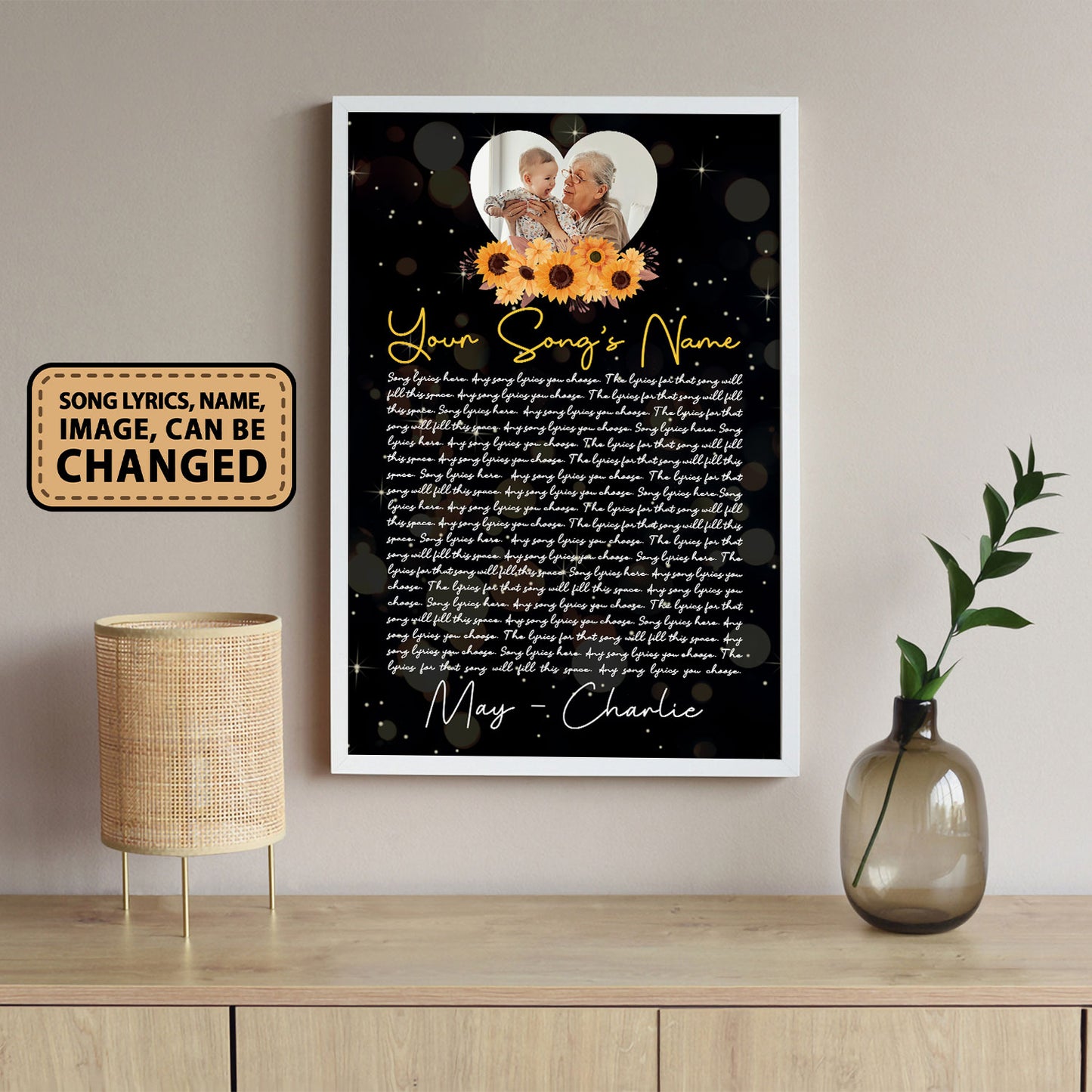 Song Lyrics Custom Image Gift For Grandma Sunflower Vertical Poster