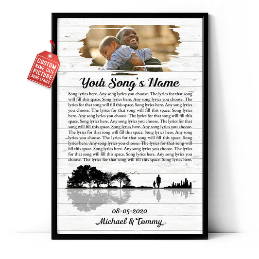 Song Lyrics Custom Image Gift For Dad Vertical Poster