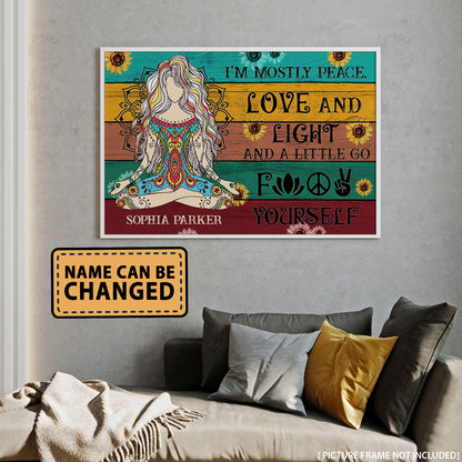 Yoga I Am Mostly Peace Love And Light Personalizedwitch Poster
