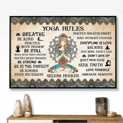 Yoga Rules - Personalizedwitch Horizontal Poster  For Yoga Lovers