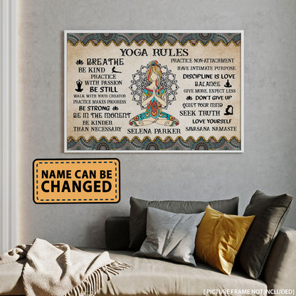 Yoga Rules - Personalizedwitch Horizontal Poster  For Yoga Lovers