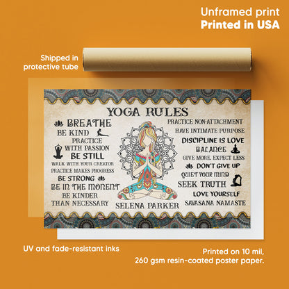 Yoga Rules - Personalizedwitch Horizontal Poster  For Yoga Lovers