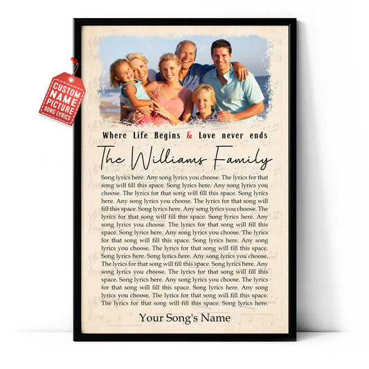 Song Lyrics Custom Image Gift For Family Vertical Poster