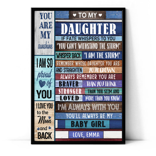 To My Daughter You Are My Sunshine I'm So Proud Of You Poster