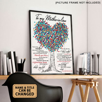 Mother In Law You're The Mother I Received The Day Personalized Poster