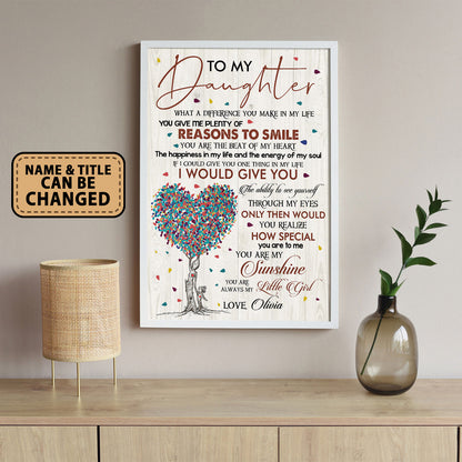 To My Daughter What A Difference You Make In My life Personalized Poster