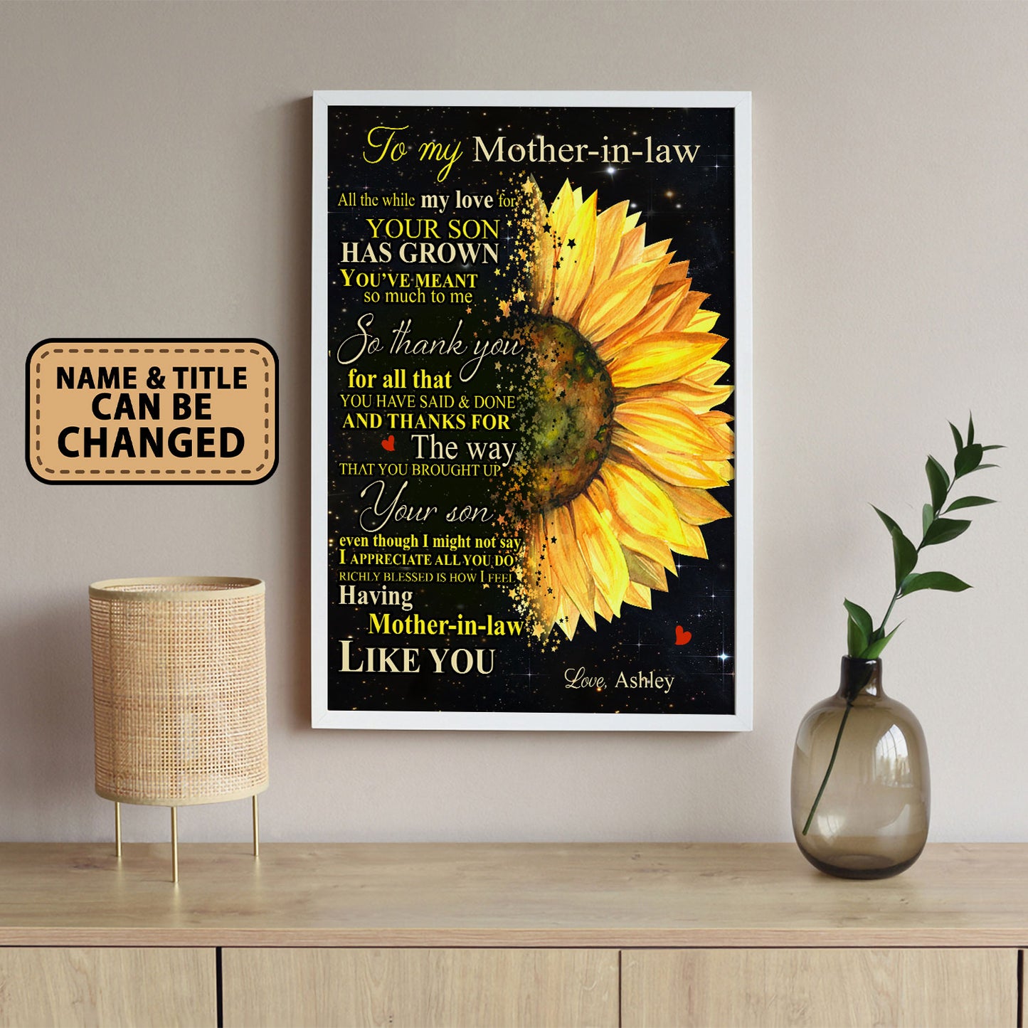 Mother In Law All The While My love For Your Son Has Grown Personalized Poster