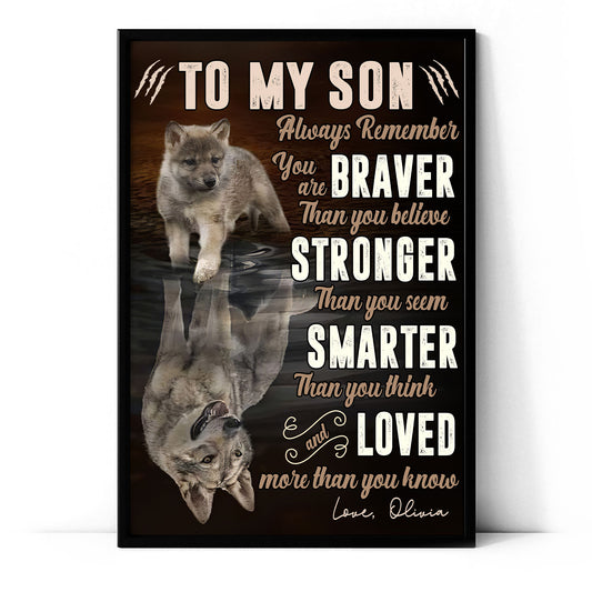 To My Son Always Remember Braver Stronger Smarter Loved Personalized Poster