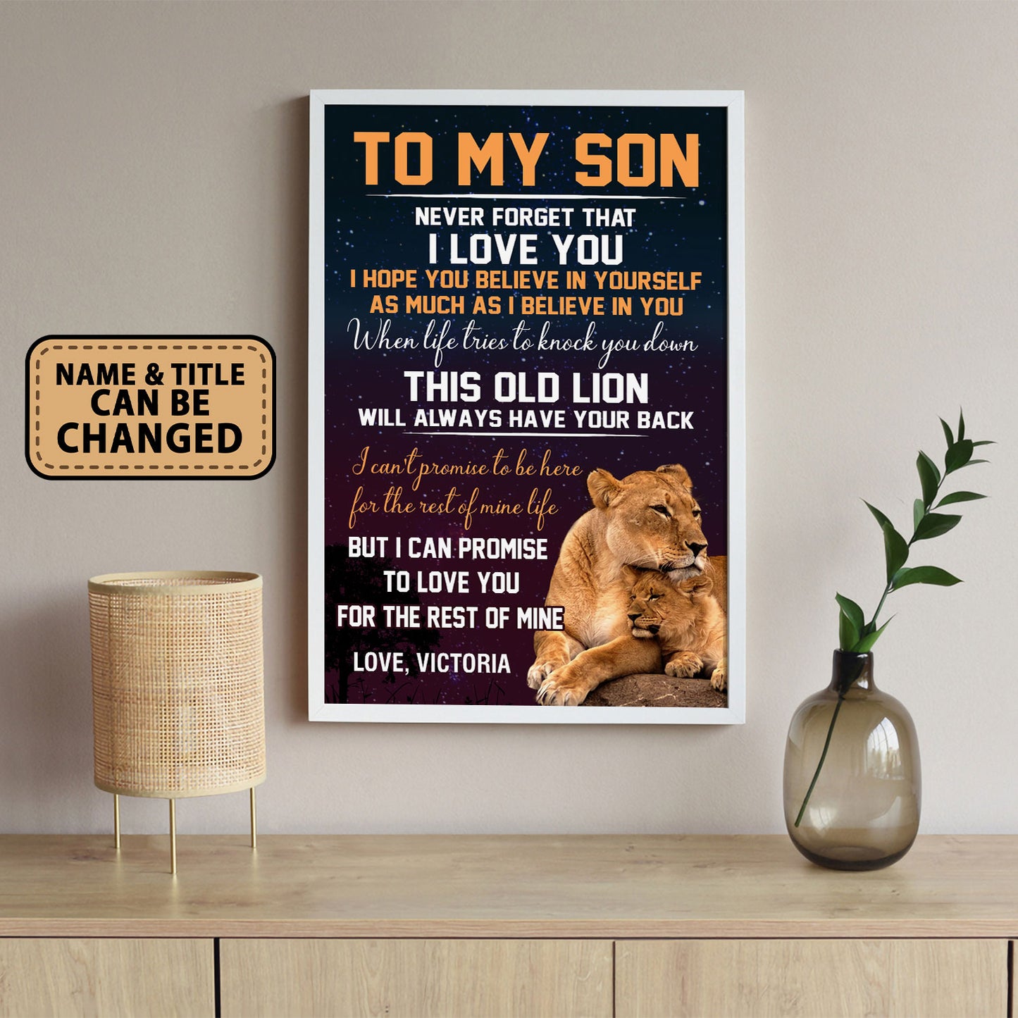 To My Son Never Forget That I Love You Lion Personalized Poster