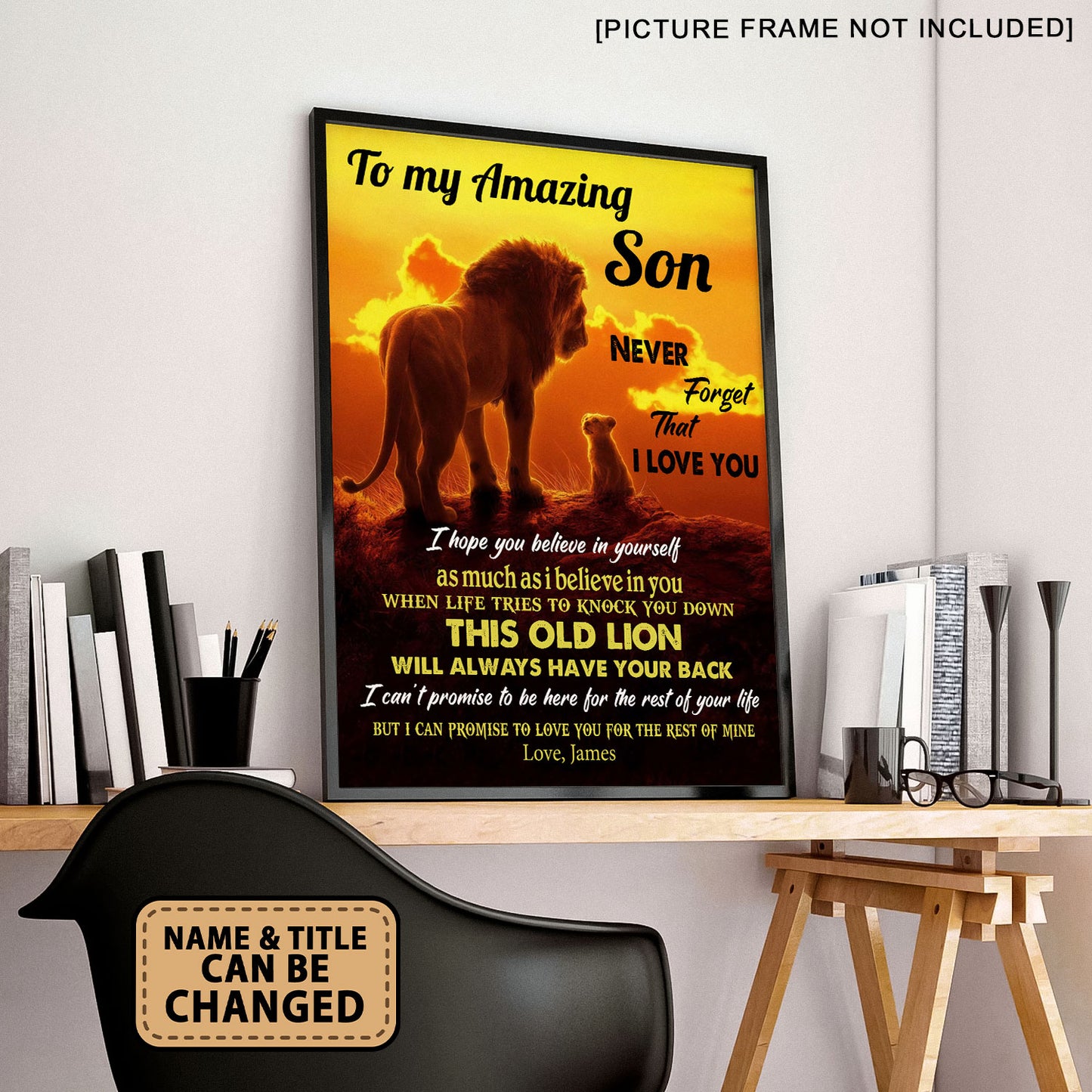 To My Amazing Son Never Forget That I Love You Lion Personalized Poster