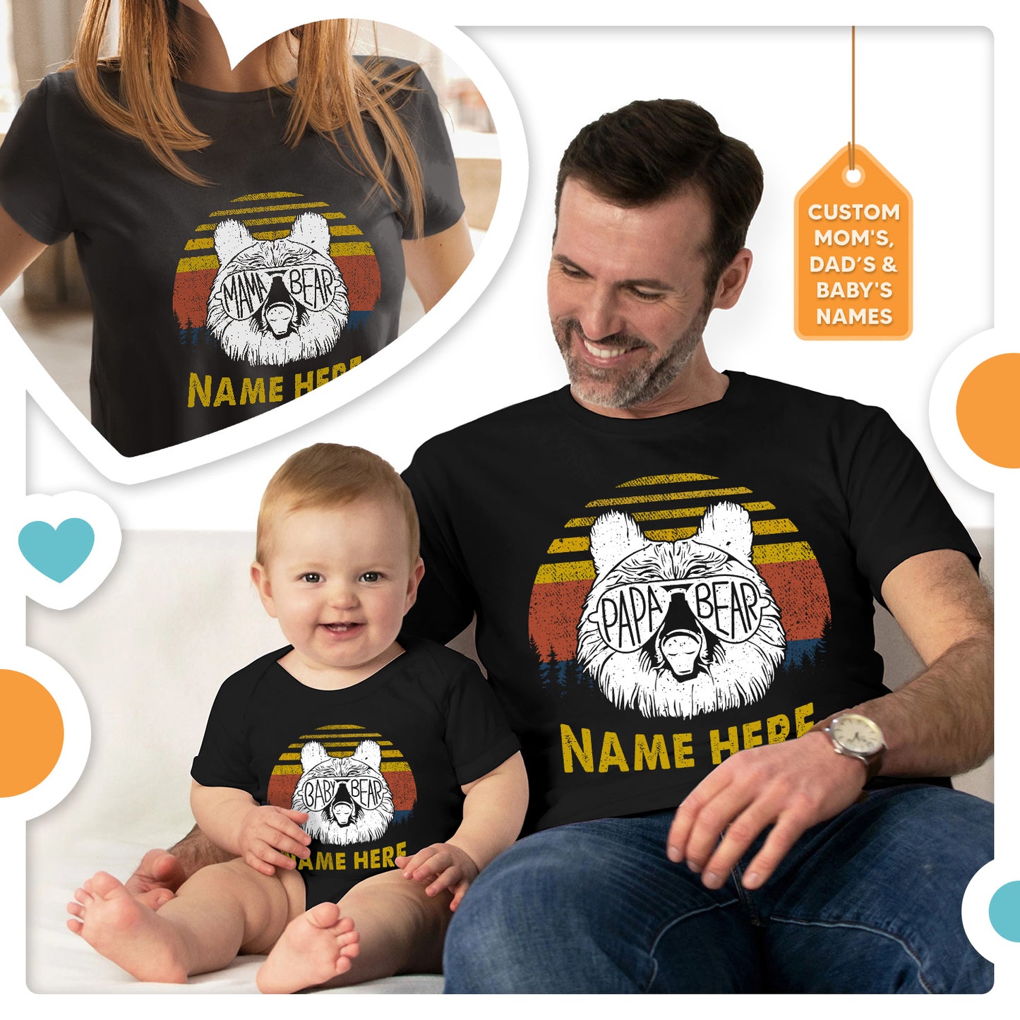 Bear Family New Parents And Baby Matching Family Shirts Set