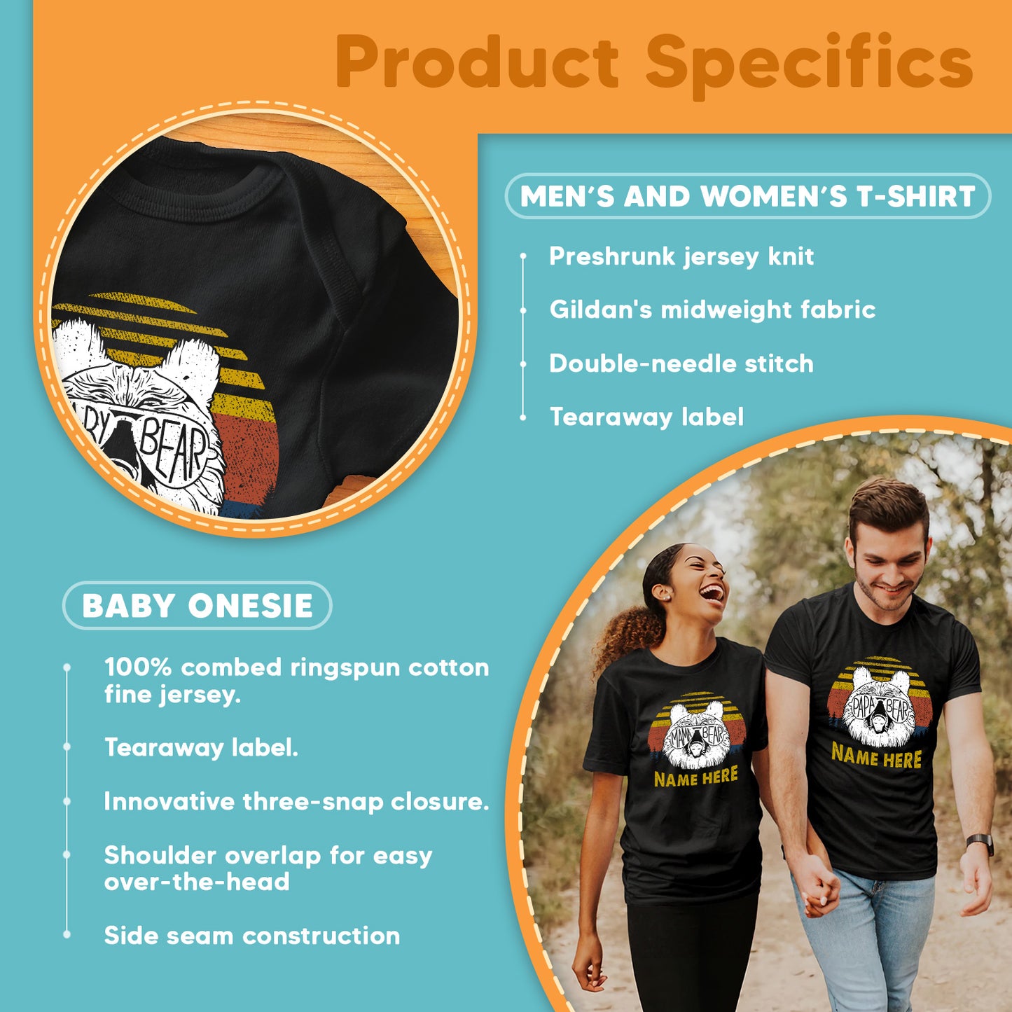 Bear Family New Parents And Baby Matching Family Shirts Set