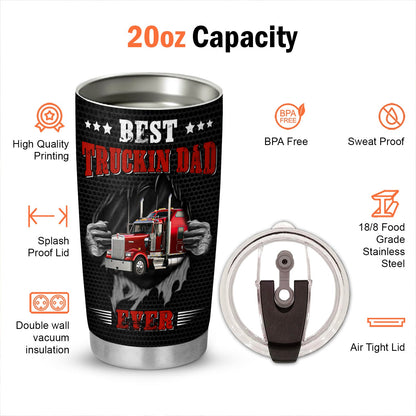 Best Trucking Dad Ever Trucker Papa Personalized 20Oz Tumbler