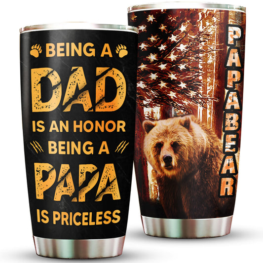 Papa Bear Being A Dad Is An Honor Flag US 20Oz Tumbler