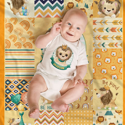 Lion Dream Big Little One Personalized Baby Blanket