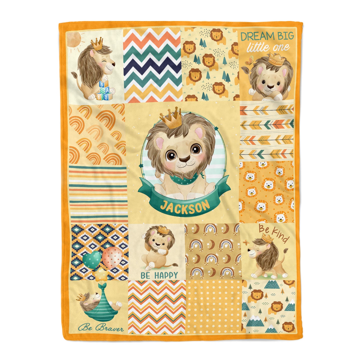 Lion Dream Big Little One Personalized Baby Blanket