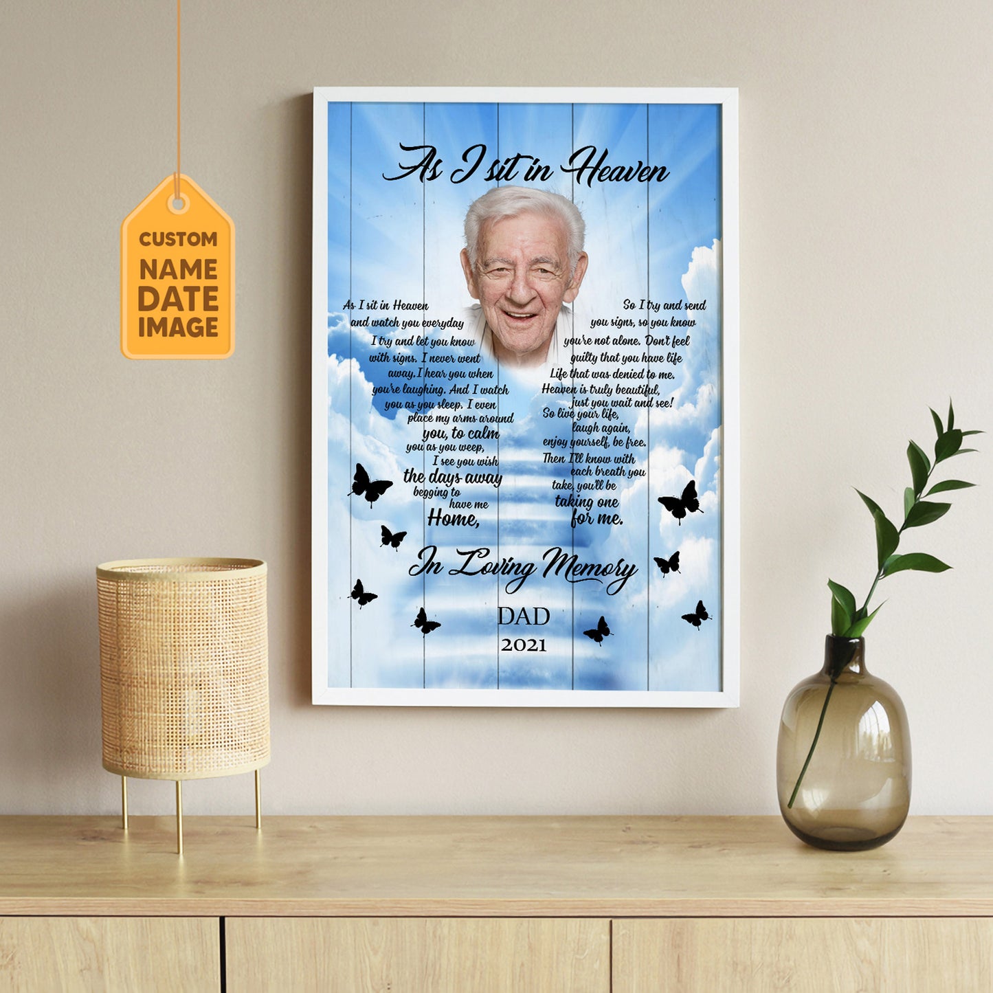 As I Sit In Heaven Butterfly Custom Image Print Art Wall