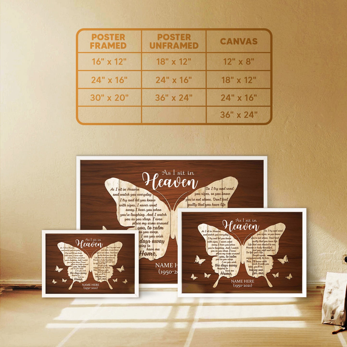As I Sit In Heaven Butterfly Beauty Personalized Print Art Wall