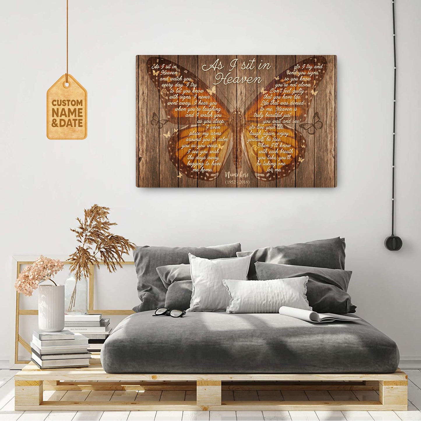 As I Sit In Heaven Butterfly Beauty Custom Print Art Wall With Date & Name