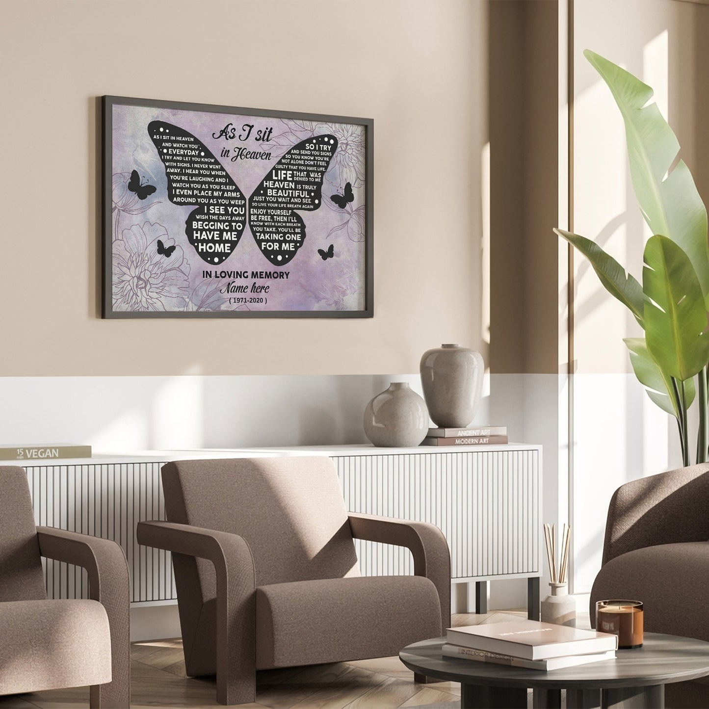 As I Sit In Heaven Custom Date & Name Butterfly Poster
