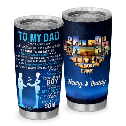 To My Dad From Son My Dad My Hero Father And Son Personalized 20Oz Tumbler