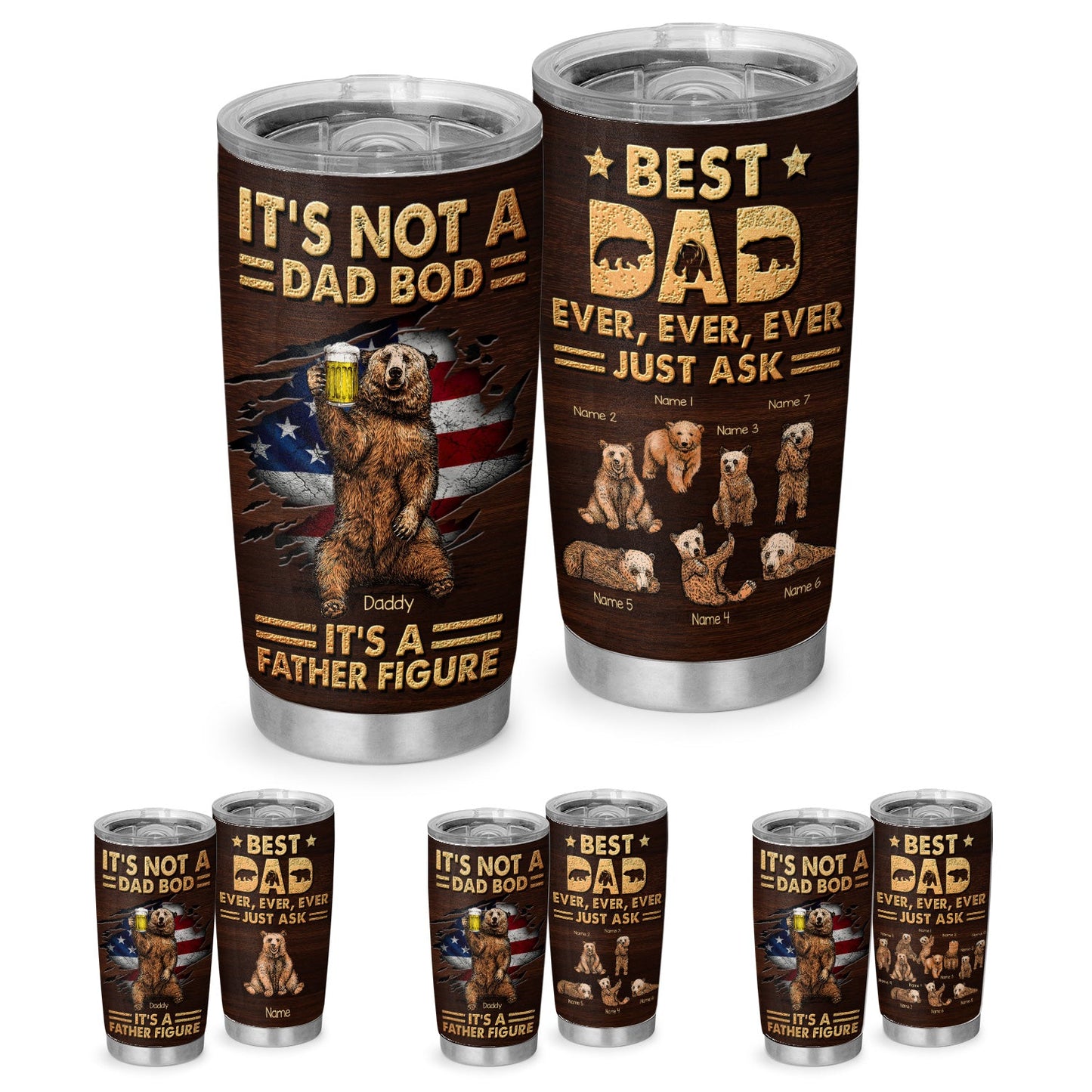 Dad Bod Best Dad Ever Papa Bear Personalized 20Oz Tumbler