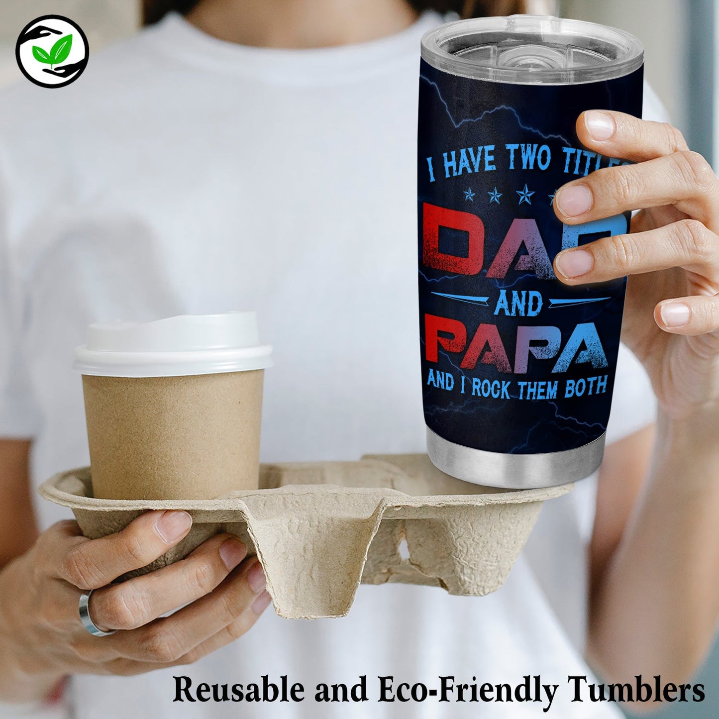 I Have Two Title Dad And Papa Dragon Wolf Dad Personalized 20Oz Tumbler