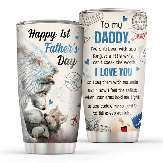 First Fathers Day Stainless Steel Wolf Tumbler 20oz With Lid