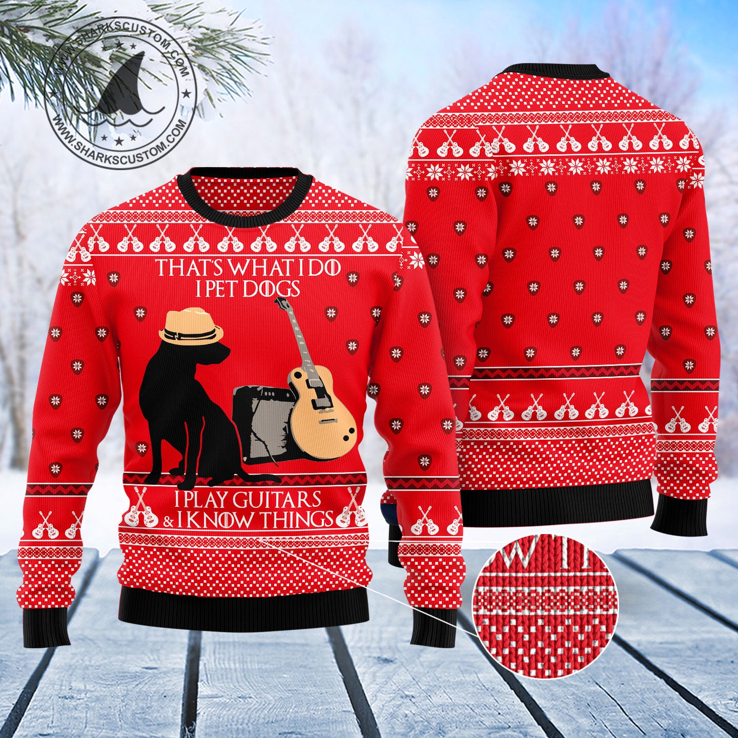 Dog Guitar Christmas T1011 Ugly Christmas Sweater