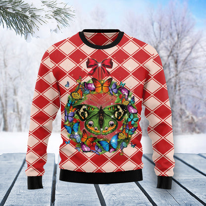 Butterfly Wreath Christmas T1111 Ugly Christmas Sweater