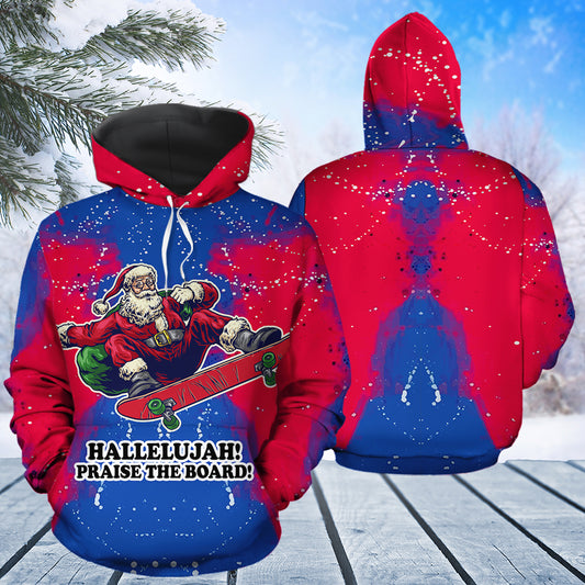 Santa Skateboard T0112 unisex womens & mens, couples matching, friends, funny family sublimation 3D hoodie christmas holiday gifts (plus size available)