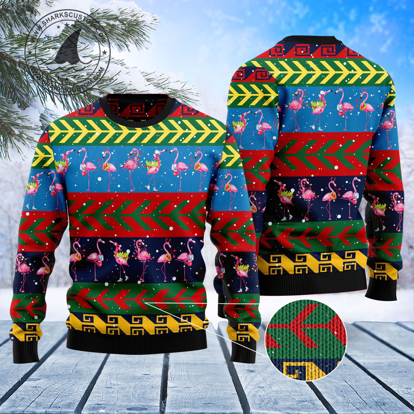 Flamingo Christmas Pattern T1310 Ugly Christmas Sweater