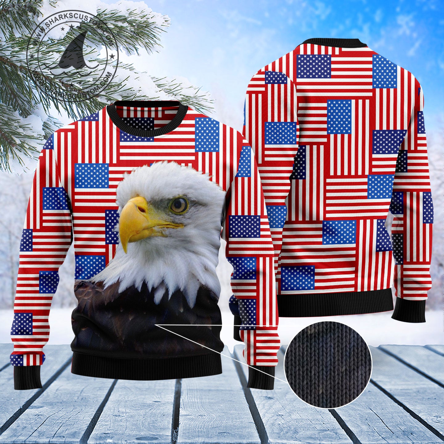 Eagle USA Flag T1310 Ugly Christmas Sweater