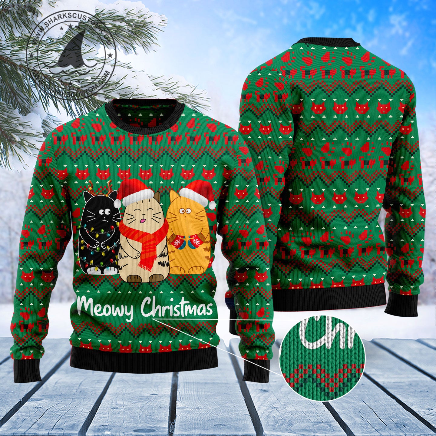 Cat Meowy Christmas T1310 Ugly Christmas Sweater