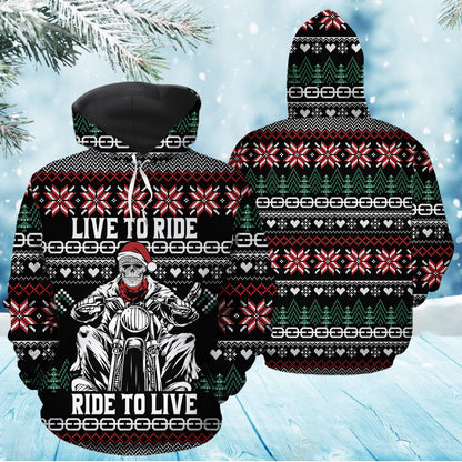 Motorbike Live To Ride T1610 - All Over Print Unisex Hoodie