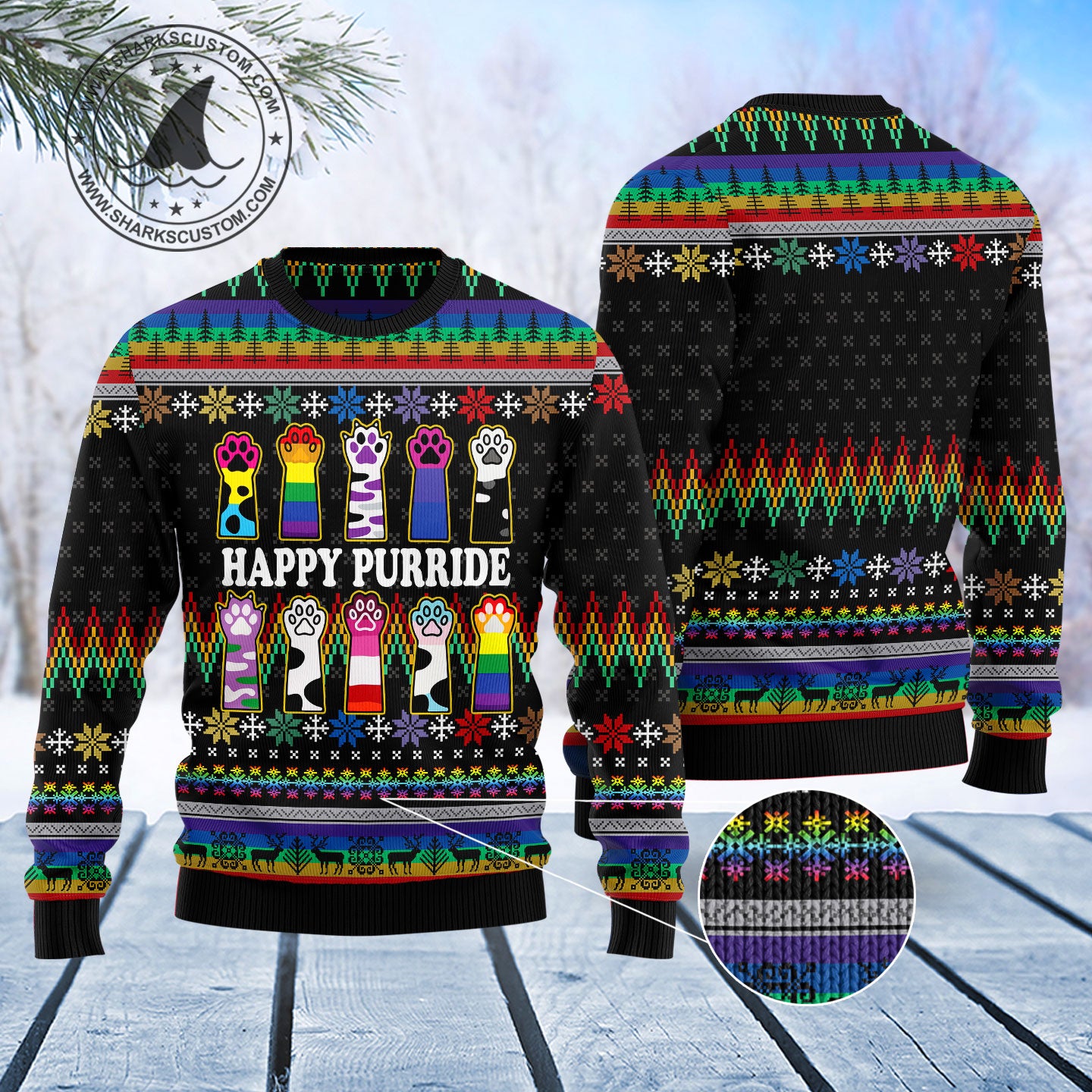 Cat LGBT Color T1711 Ugly Christmas Sweater