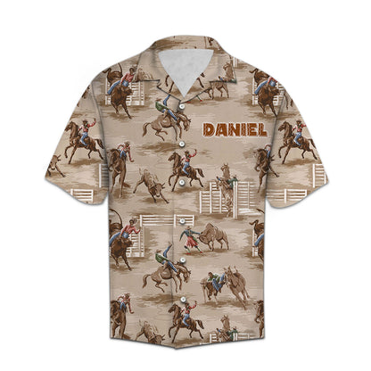 Horse Custom Name Vintage Cowboy - Hawaiian Shirt  Personalizedwitch For Cowboy