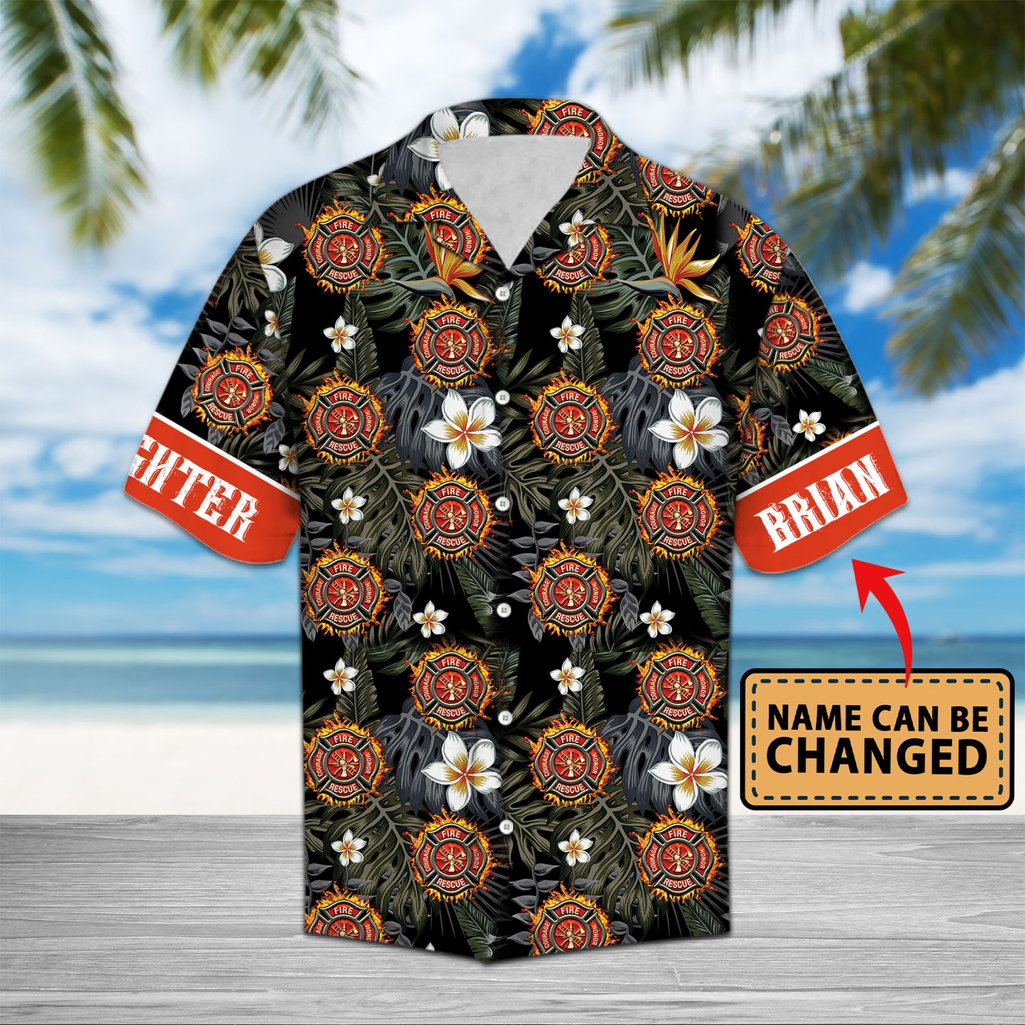 Custom Name First In Last Out - Hawaiian Shirt Personalizedwitch For Firefighter