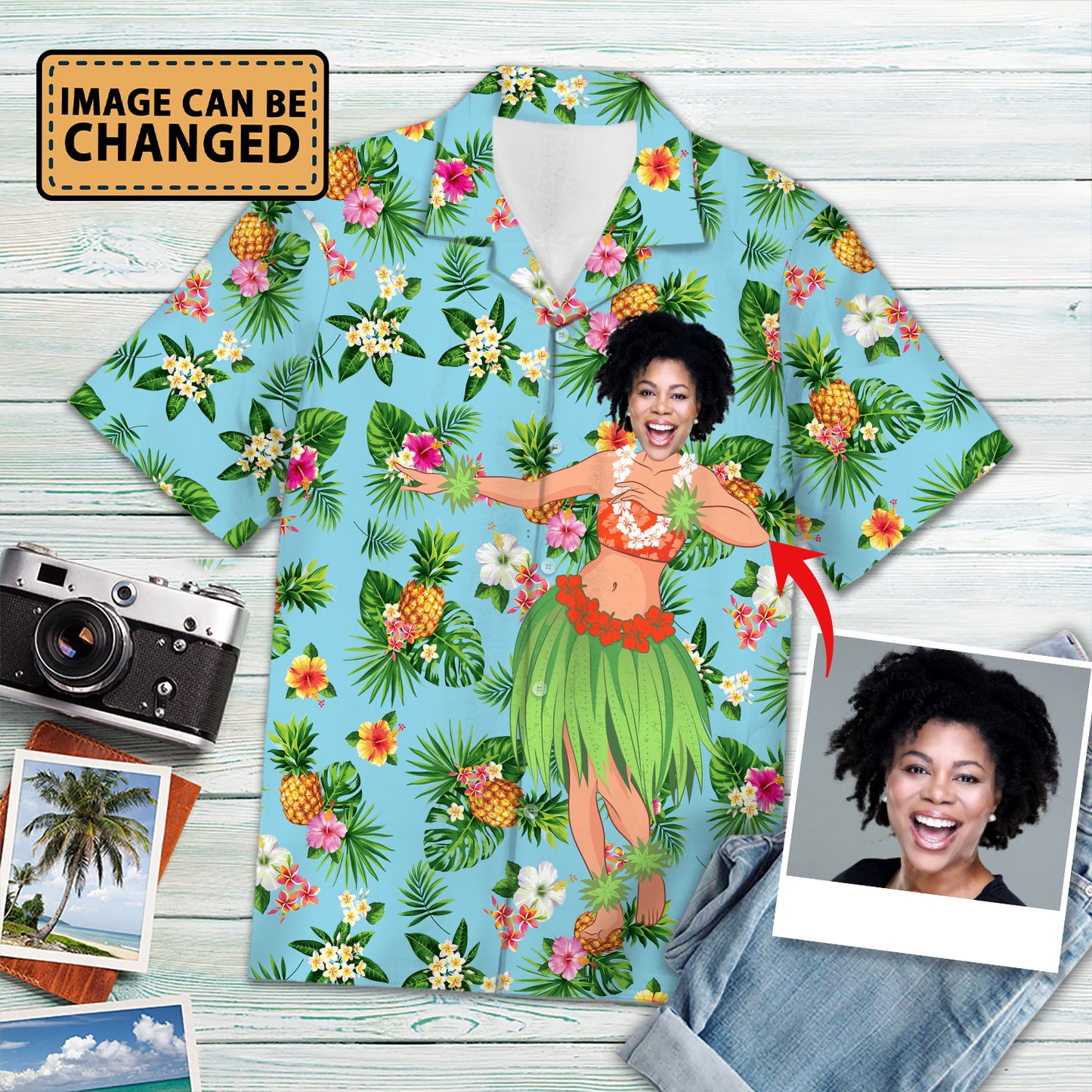 Couple Custom Face Island Girl - Hawaiian Shirt Personalizedwitch