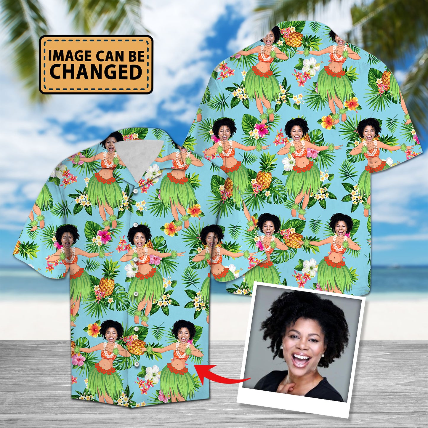 Custom Face Tropical Island Girl - Hawaiian Shirt Personalizedwitch