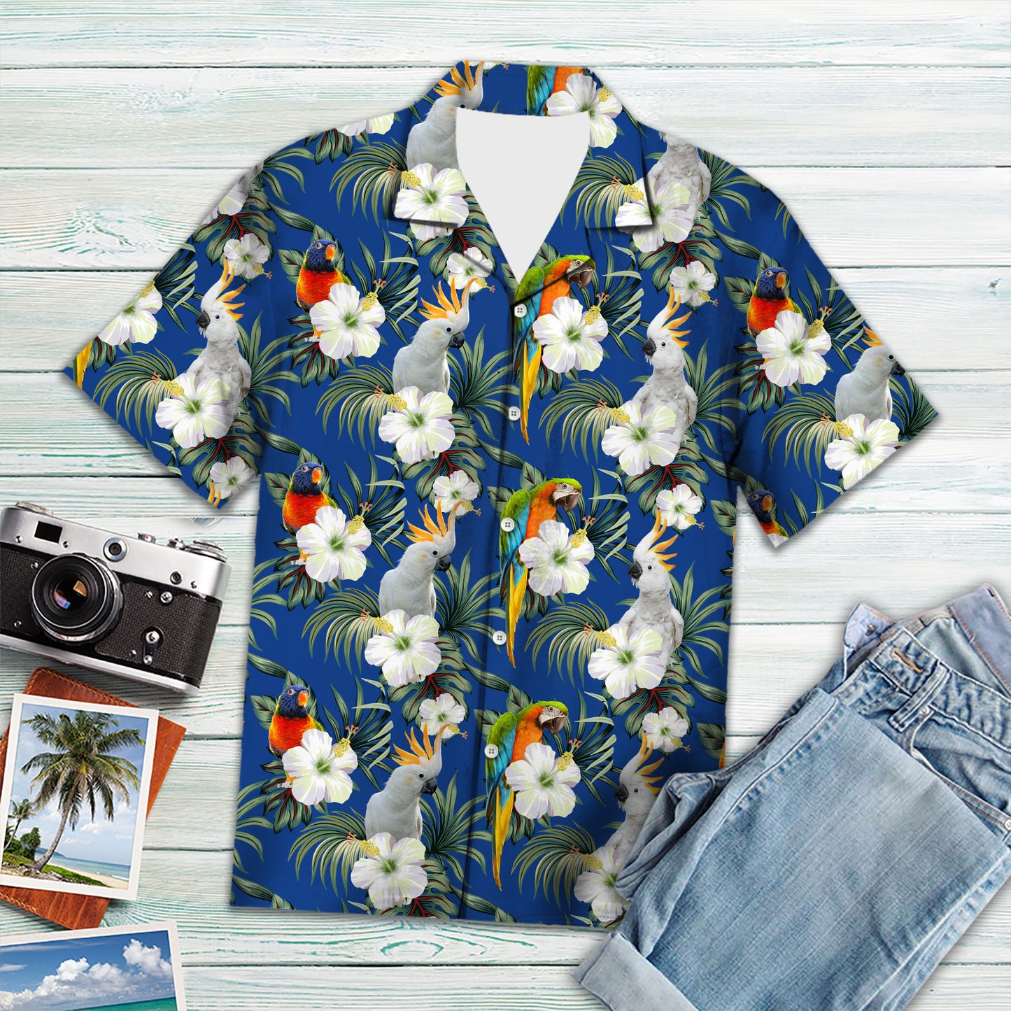 Vintage Hibiscus Macaws and Cockcatiel - Hawaiian Shirt Personalizedwitch