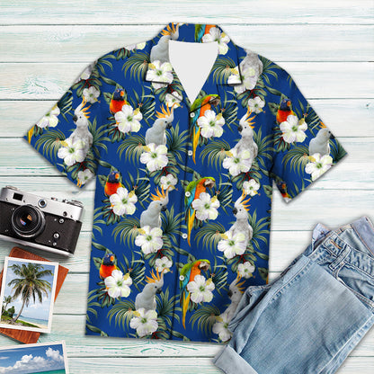 Vintage Hibiscus Macaws and Cockcatiel - Hawaiian Shirt Personalizedwitch