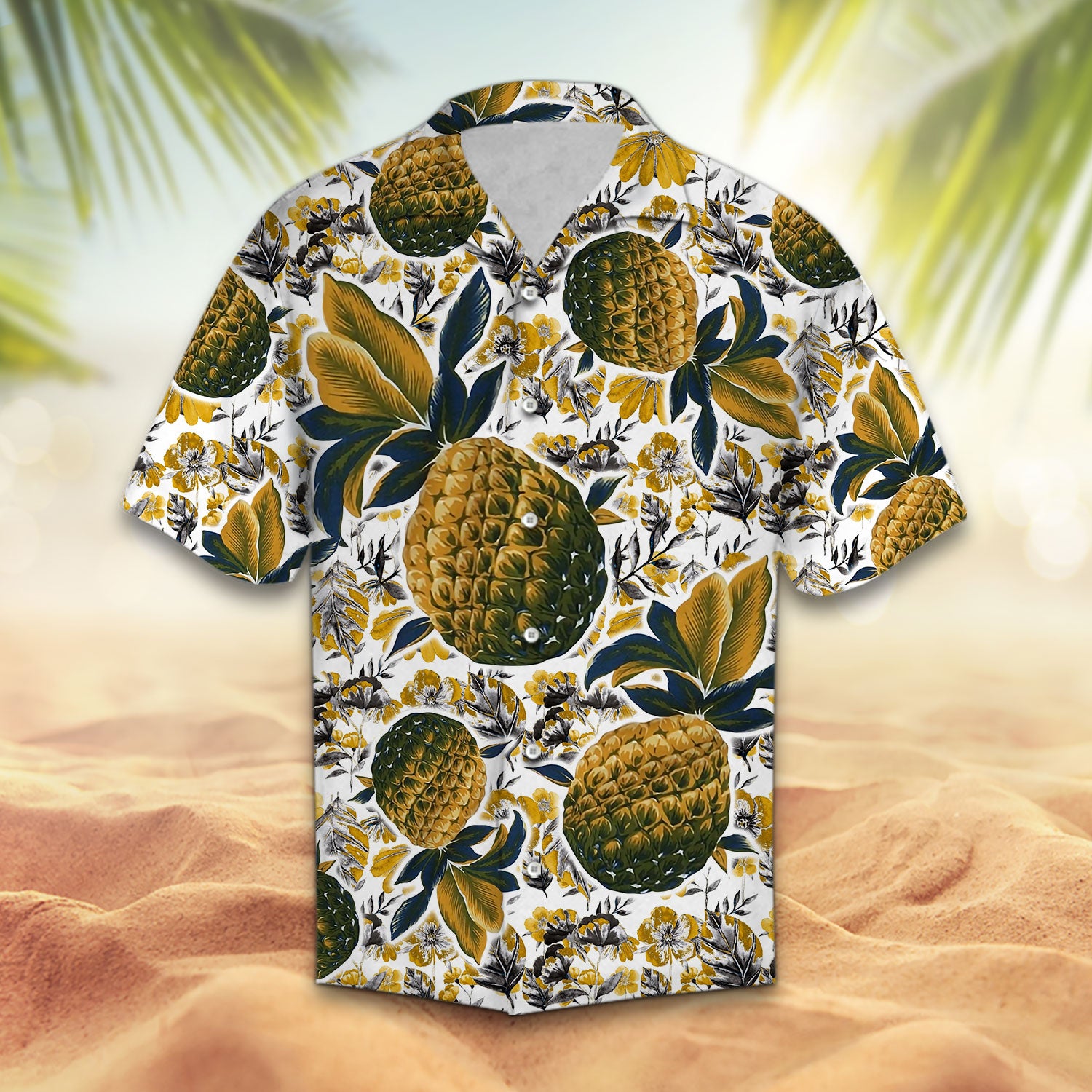 Vintage Pineapple Beach Hawaiian Shirt for Men & Women, Couples Matching, Funny Friends & Family Aloha Shirt Gifts (Plus Size Available)