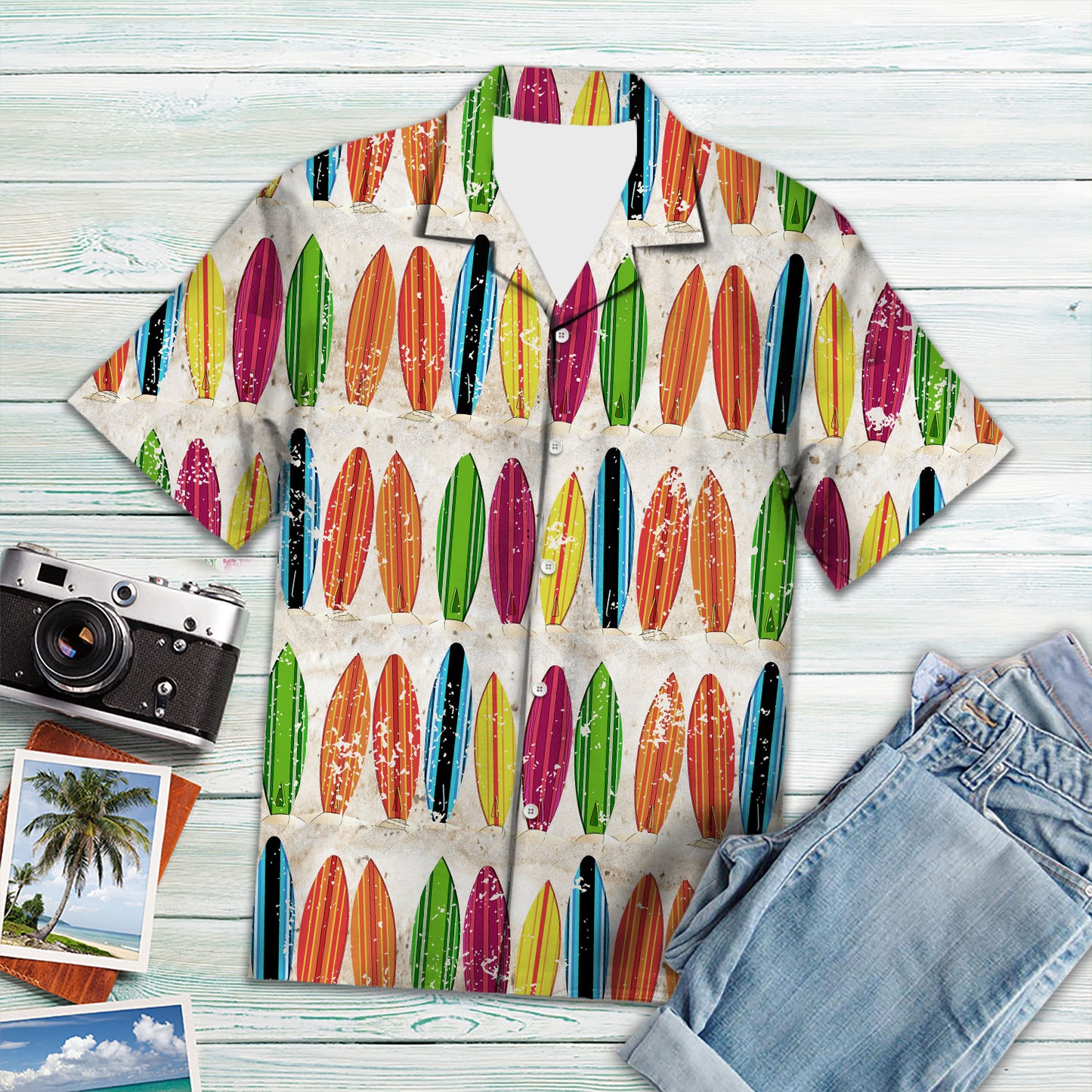 Vintage Surfboard Surfing Beach - Hawaiian Shirt Personalizedwitch