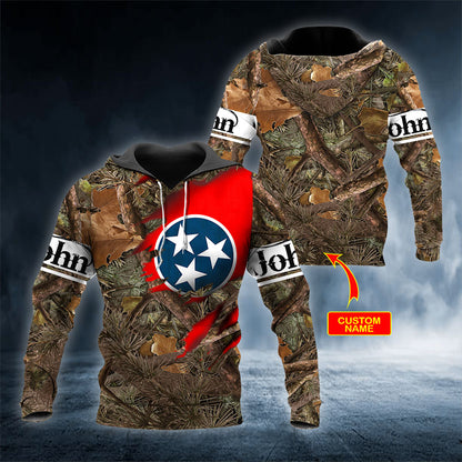 Custom Name Tennessee Oak Camo All Over Print 3D Hoodie