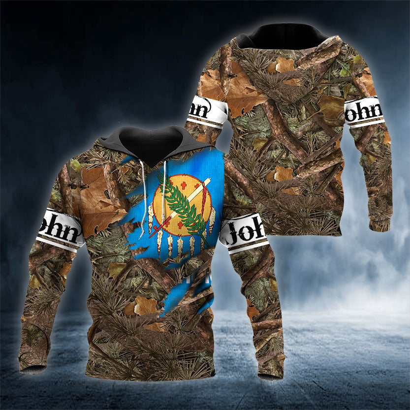 Custom Name Oklahoma Oak Camo All Over Print 3D Hoodie